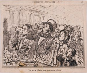 The Universal Exposition - View Taken at the Refreshment Stand During the Heatwave by Honoré Daumier